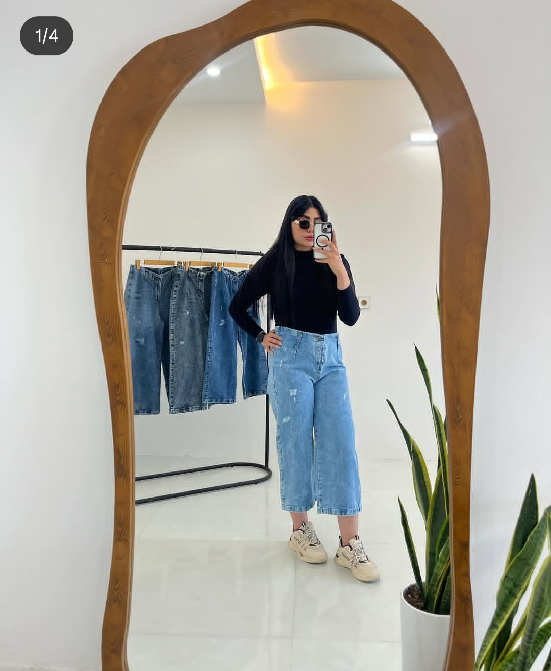 شلوار زنانه نیم بگ قد ۹۵ جین اصل